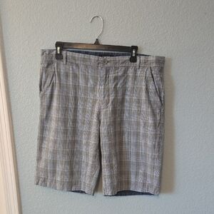 TED BAKER LONDON Mens Plaid Bermuda Shorts Blue Gray Plaid 36R